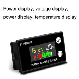 LCD Color Screen DC Voltmeter Lithium Storage Battery Meter, Style: Alarm + Temperature Type