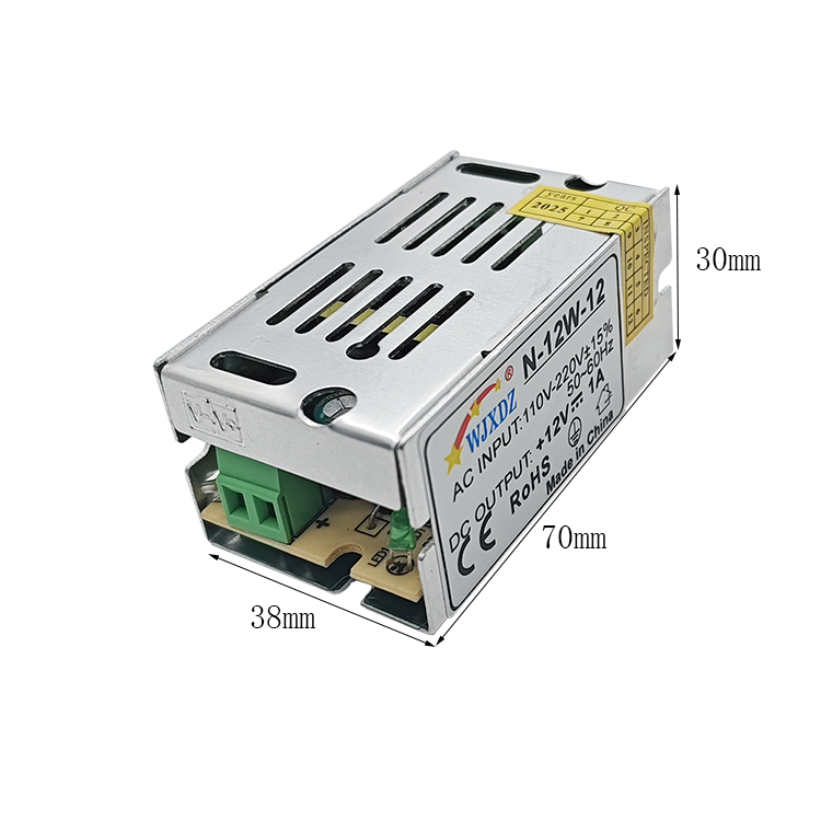 12V - 1A (12W) Switching Power Supply - AC Voltage Input: 110V ~ 220V