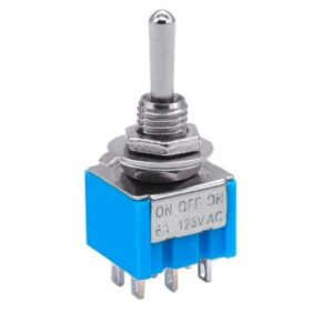 MTS-203 6mm perforate diameter self-lock 6 pins ON - OFF - ON DPDT 3 positions toggle switch