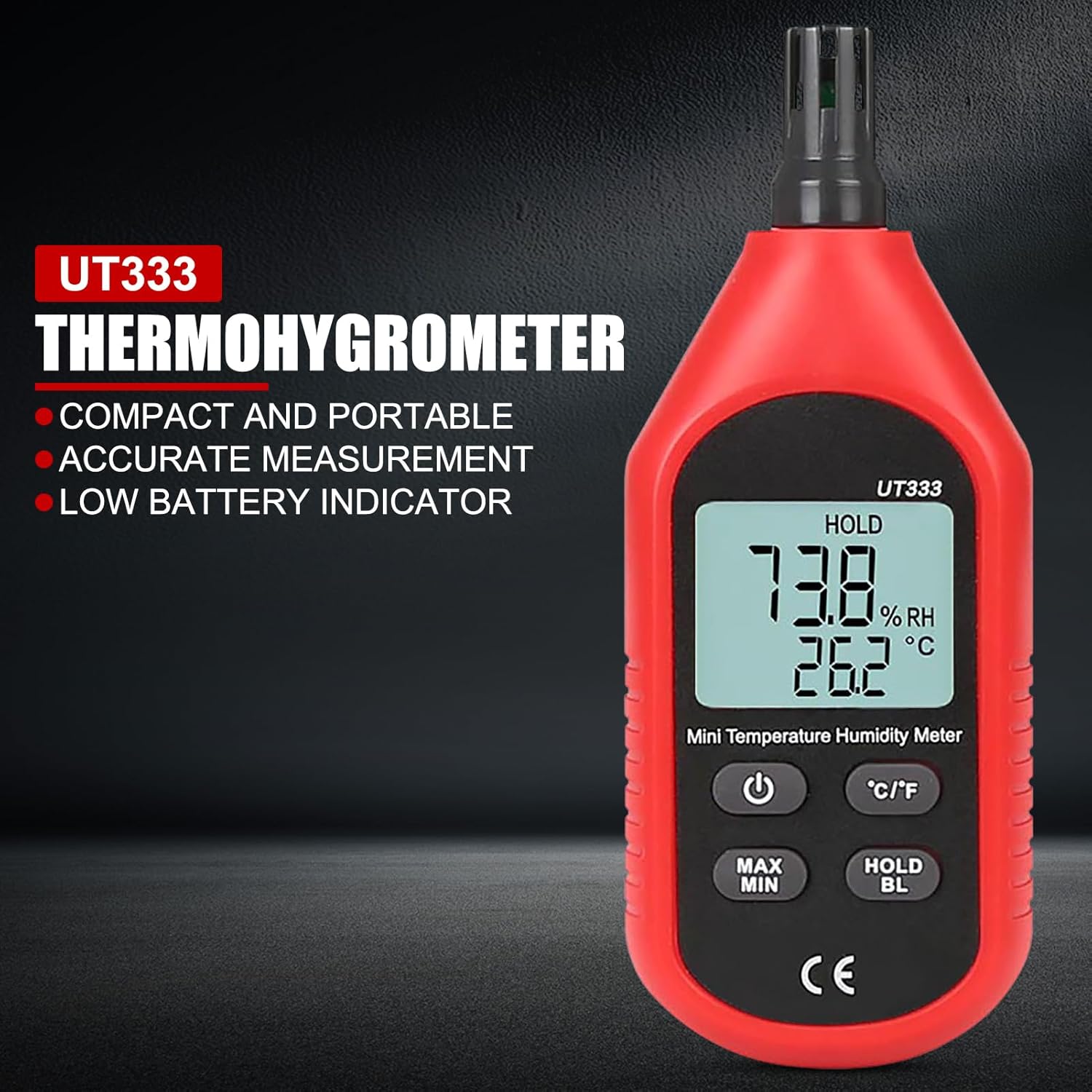 Humidity Meter, UT333 Mini Digital Air Temperature and Hygrometer with LCD Backlight for Indoor Farming, Animal Husbandry, Warehouse Storage, and Public Facilities - Image 3