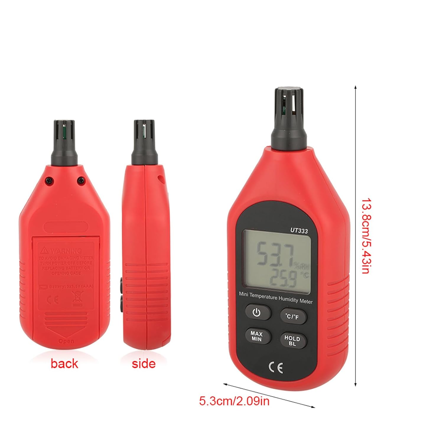 Humidity Meter, UT333 Mini Digital Air Temperature and Hygrometer with LCD Backlight for Indoor Farming, Animal Husbandry, Warehouse Storage, and Public Facilities - Image 2