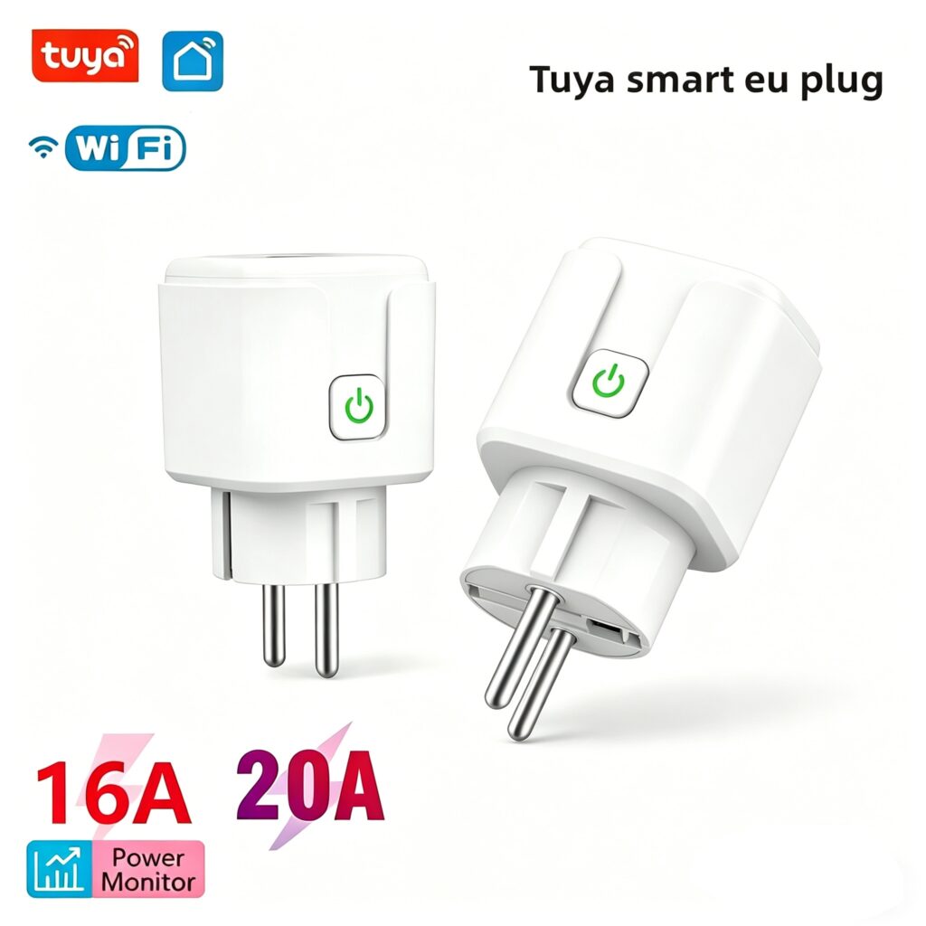 Tuya WiFi Smart Plug 20A EU Smart Socket With Power APP Voice Control ...