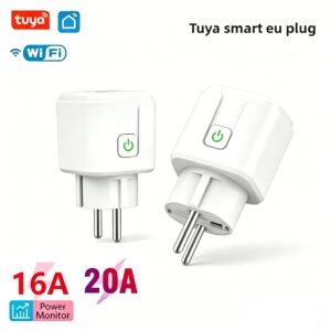 Tuya WiFi Smart Plug 20A EU Smart Socket With Power APP Voice Control With Meter Reading for Home Devices