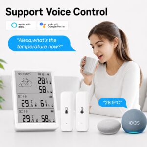Tuya WiFi Temperature and Humidity Sensor Support Google&Alexa and Max 10 Extra Sensors