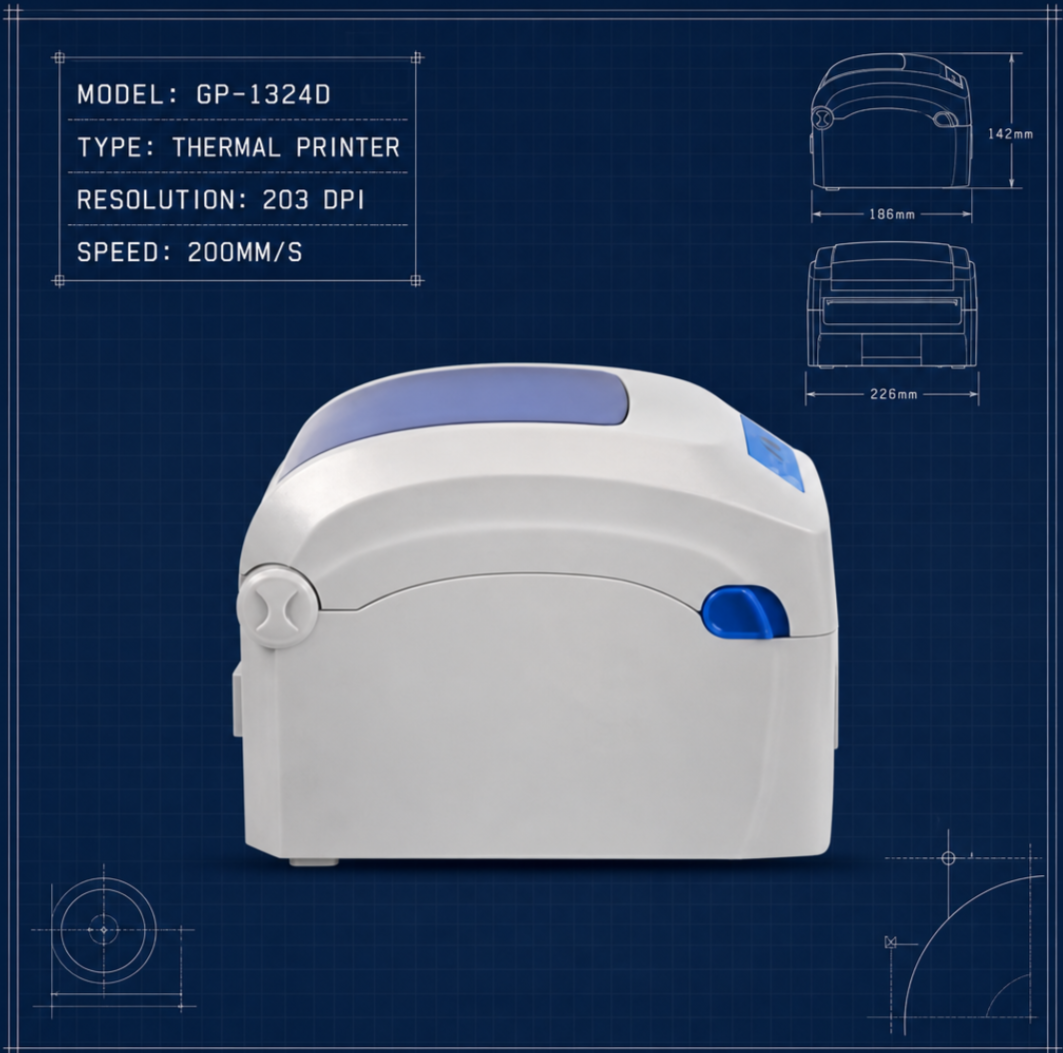 Warehouse Label Printer for Shelf Location Code Tote Box Labels Storage Bins 203dpi USB Bluetooth Desktop Barcode Printer White - Image 3