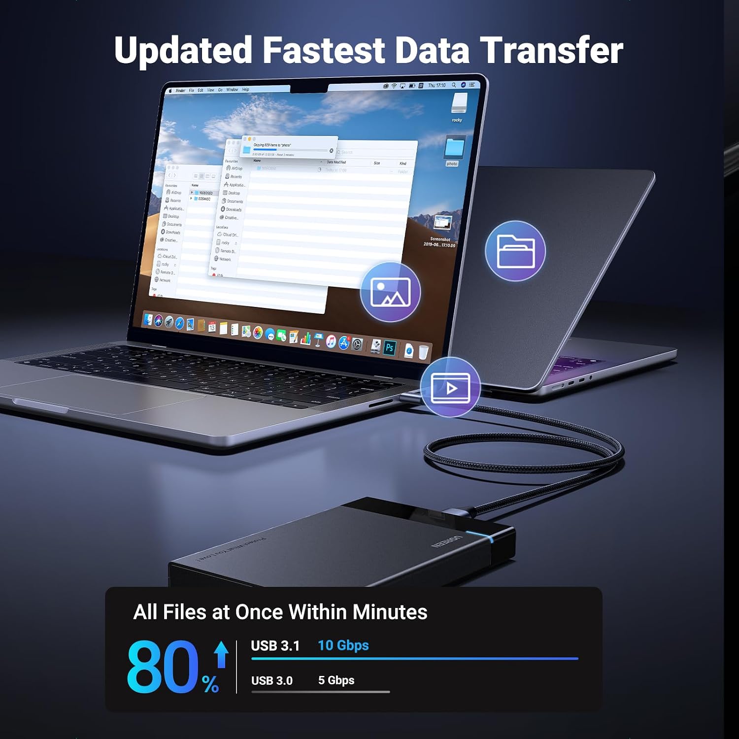 UGREEN 10Gbps USB C to Micro B Cable 1.5FT for External Hard Drive - Image 8