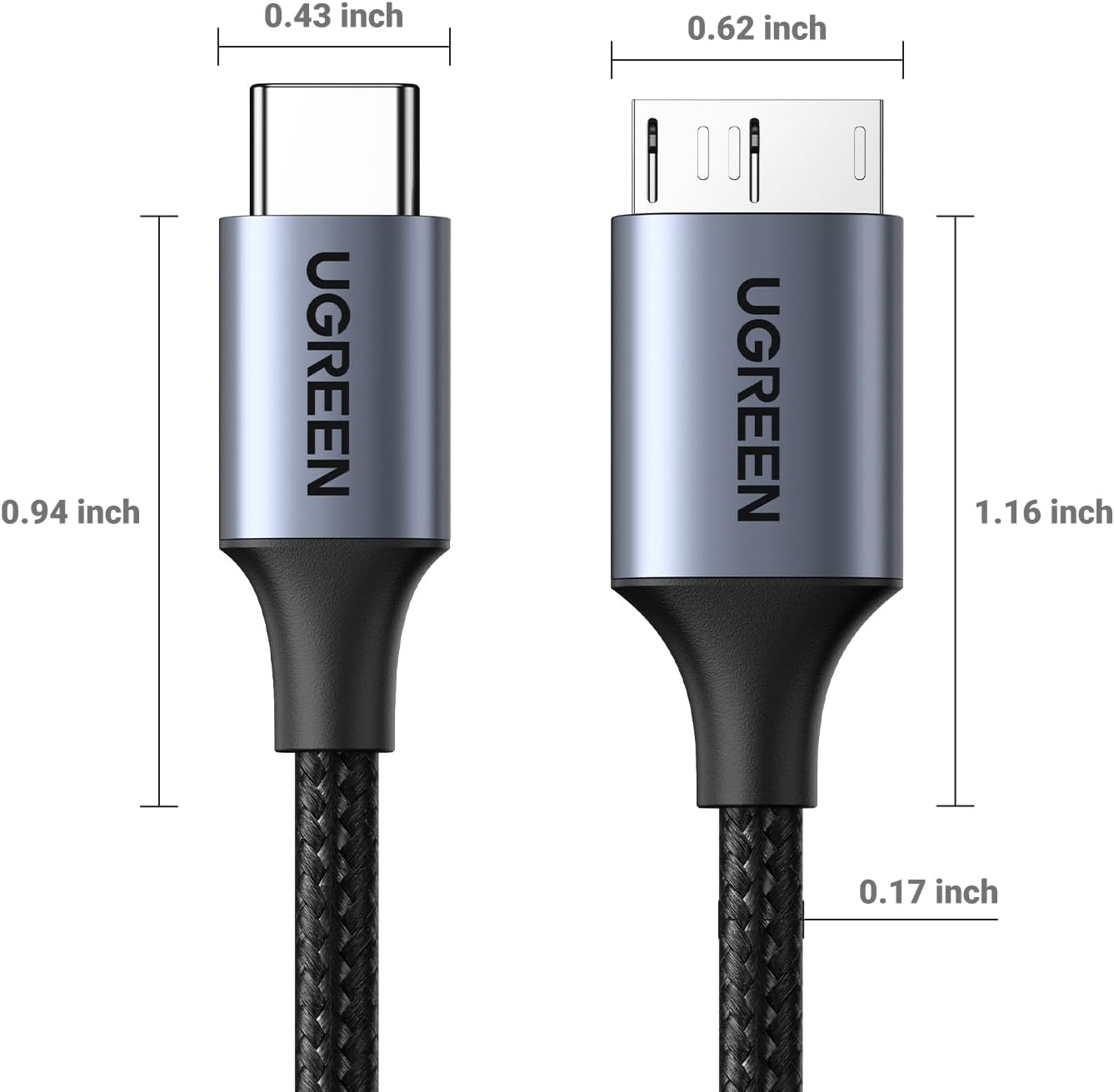 UGREEN 10Gbps USB C to Micro B Cable 1.5FT for External Hard Drive - Image 3